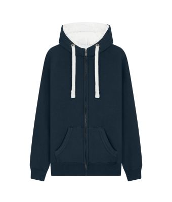 Sherpa Fleece Zip Hoodie-Peach Finished - French Navy / XS