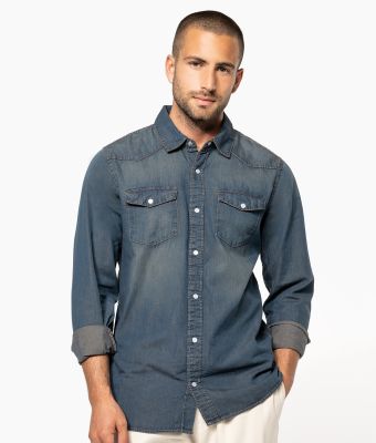 Men's long-sleeved denim shirt