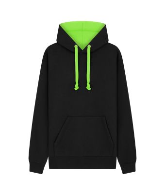 Urban Hoodie with ipod and phone pocket - Black/Neon Green / XS