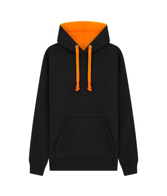 Urban Hoodie with ipod and phone pocket - Black/Neon Orange / XS