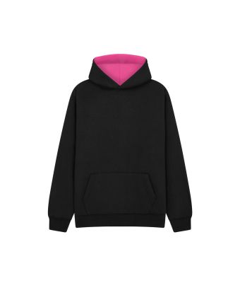Urban Hoodie with ipod and phone pocket - Black/Fuchsia / 3/4