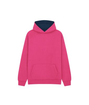 Urban Hoodie with ipod and phone pocket - Fuchsia/Navy / 3/4