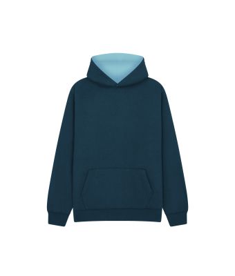 Urban Hoodie with ipod and phone pocket - Navy/Powder Blue / 3/4