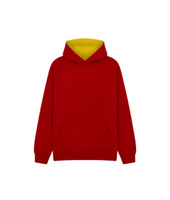 Urban Hoodie with ipod and phone pocket - Red/Yellow / 3/4