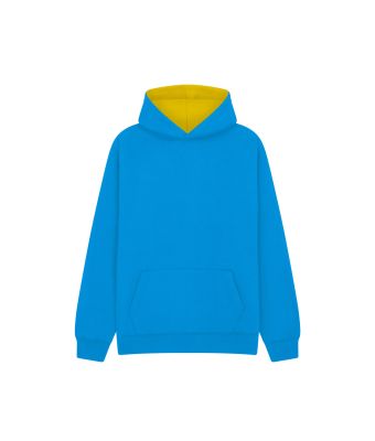 Urban Hoodie with ipod and phone pocket - Turquoise/Yellow / 3/4