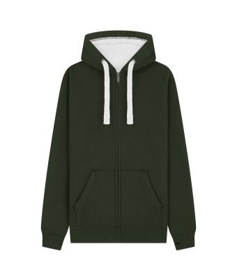 Peach Finish Full Zip Hood with Phone Pocket & Thumb Holes - Bottle Green / XS
