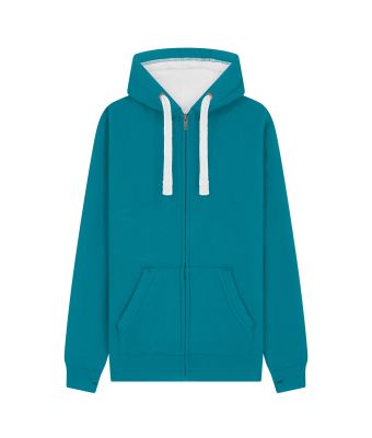 Peach Finish Full Zip Hood with Phone Pocket & Thumb Holes - Caribbean Blue / XS