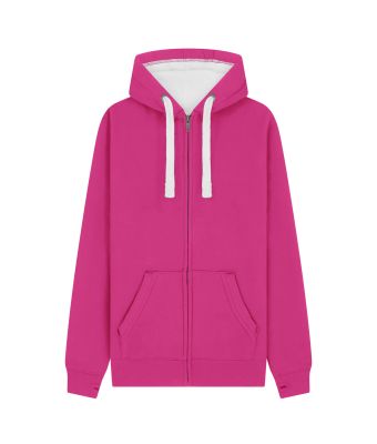 Peach Finish Full Zip Hood with Phone Pocket & Thumb Holes - Cerise / XS