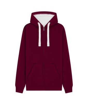 Peach Finish Full Zip Hood with Phone Pocket & Thumb Holes - Cranberry / XS