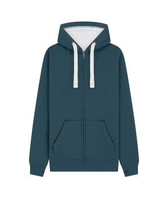 Peach Finish Full Zip Hood with Phone Pocket & Thumb Holes - Deep Sea Blue / XS