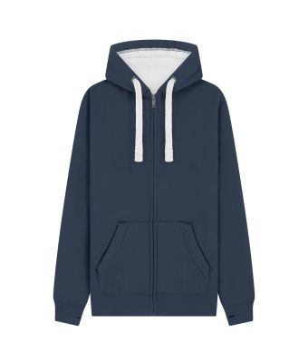 Peach Finish Full Zip Hood with Phone Pocket & Thumb Holes - Denim / XS