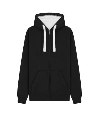Peach Finish Full Zip Hood with Phone Pocket & Thumb Holes - Dusty Black / XS