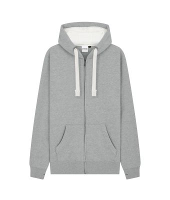Peach Finish Full Zip Hood with Phone Pocket & Thumb Holes - Dusty Grey / XS