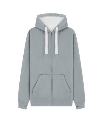 Peach Finish Full Zip Hood with Phone Pocket & Thumb Holes - Grey Mist / XS