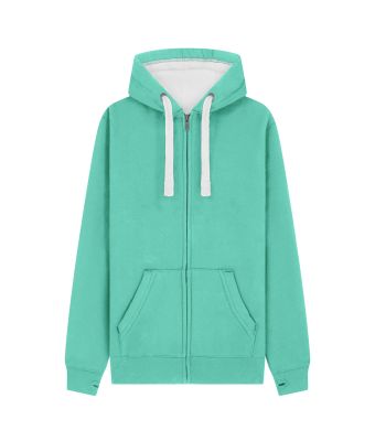 Peach Finish Full Zip Hood with Phone Pocket & Thumb Holes - Gumdrop Green / XS