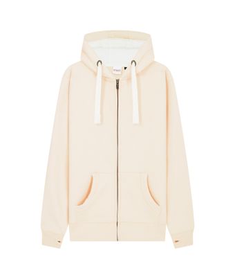 Peach Finish Full Zip Hood with Phone Pocket & Thumb Holes - Ivory / XS