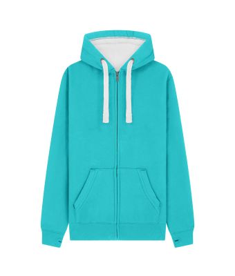 Peach Finish Full Zip Hood with Phone Pocket & Thumb Holes - Lagoon / XS