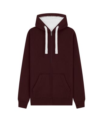 Peach Finish Full Zip Hood with Phone Pocket & Thumb Holes - Maroon / XS