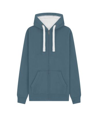 Peach Finish Full Zip Hood with Phone Pocket & Thumb Holes - Ocean Blue / XS