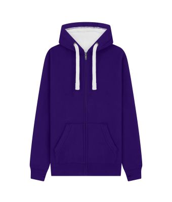 Peach Finish Full Zip Hood with Phone Pocket & Thumb Holes - Purple / XS