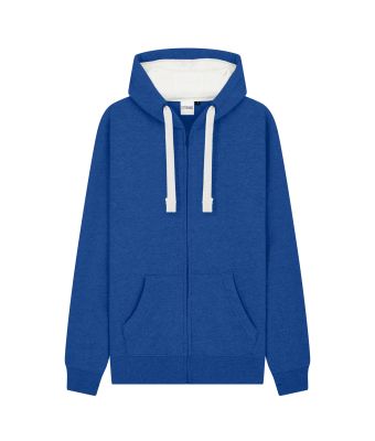 Peach Finish Full Zip Hood with Phone Pocket & Thumb Holes - Royal Melange / XS