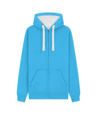 Peach Finish Full Zip Hood with Phone Pocket & Thumb Holes - Tropical Blue / XS